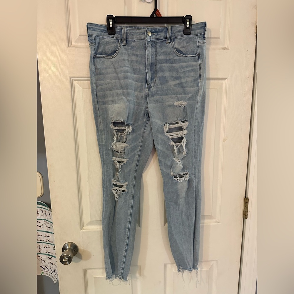 American Eagle Light Blue Distressed Boyfriend Jeans